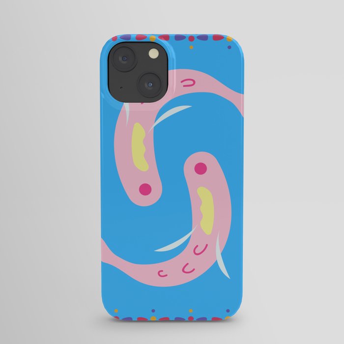 Boho pink fish with flowers iPhone Case