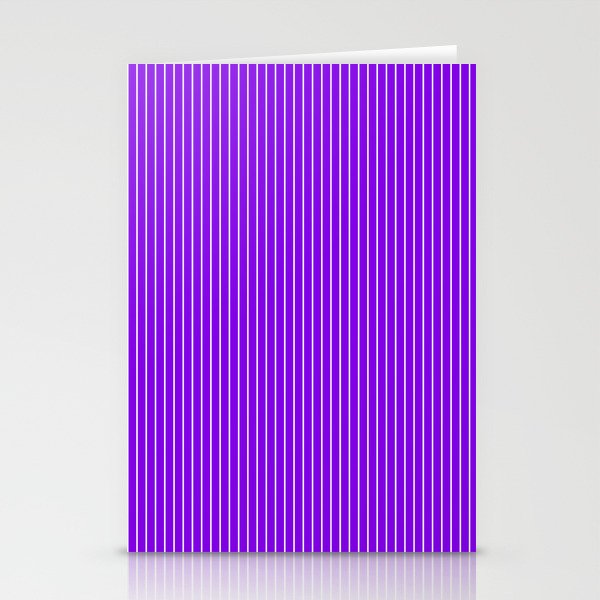 White Vertical Lines On A Purple Background, Line Pattern Stationery Cards