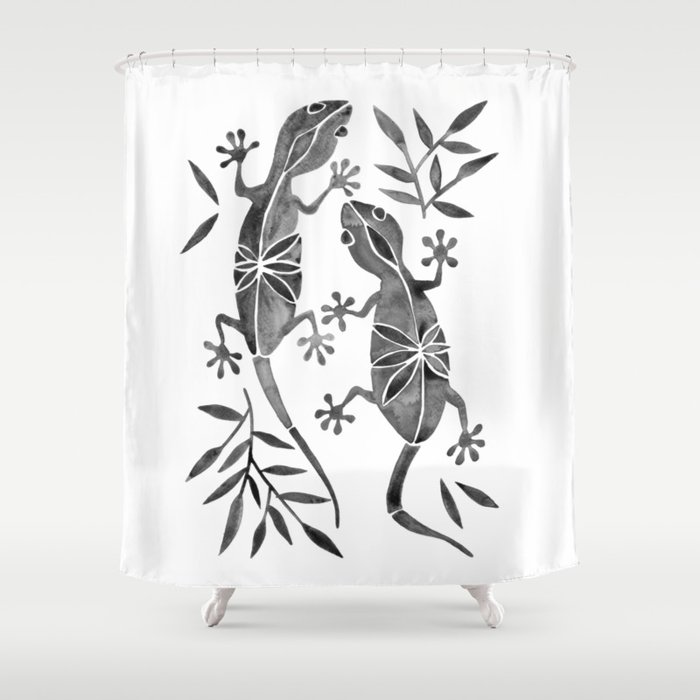 Geckos – Black Palette Shower Curtain