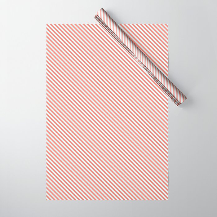 Salmon & Light Cyan Colored Striped/Lined Pattern Wrapping Paper