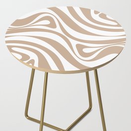 New Groove Retro Swirl Abstract Pattern in Buff Side Table