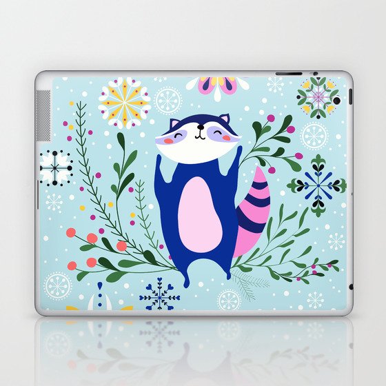 Happy Raccoon Card Laptop & iPad Skin