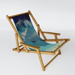 Painting of the wave at the night in a abstract and expressionist way Sling Chair