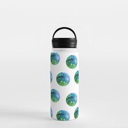 Disco ball blue green- white/transparent background Water Bottle