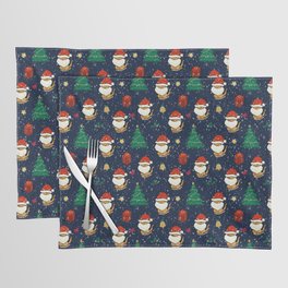 Santa Cats in Snowy Background Pattern Placemat