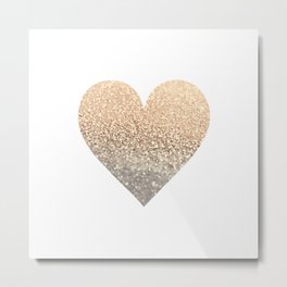GOLD HEART Metal Print | Glitterheart, White, Girls, Feminine, Happy, Glitter, Cute, Heart, Golden, Gold 