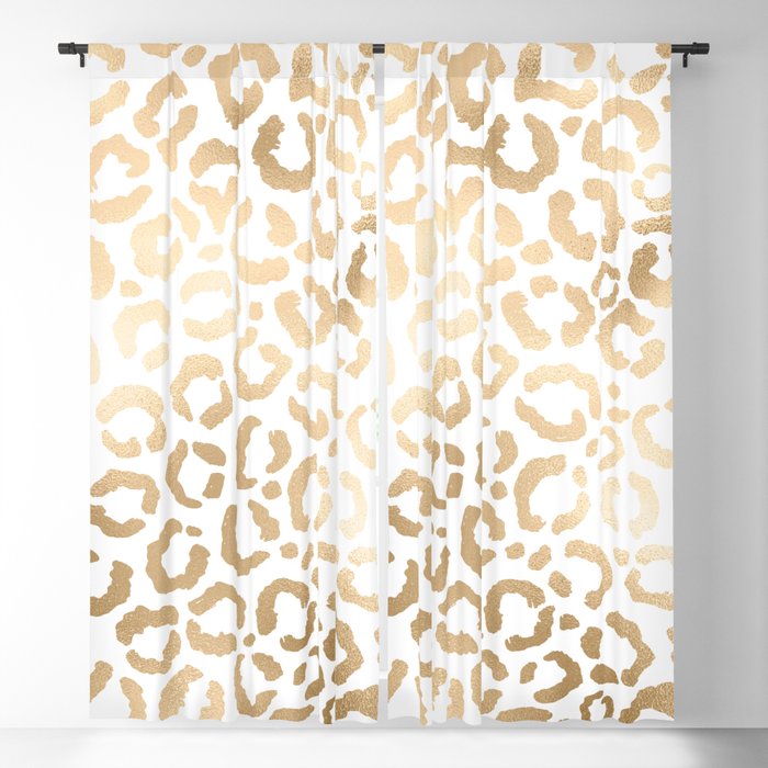 Elegant Gold White Leopard Cheetah Animal Print Blackout Curtain by La ...