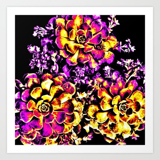 Purple Yellow Flower Plant, Pop Art Art Print