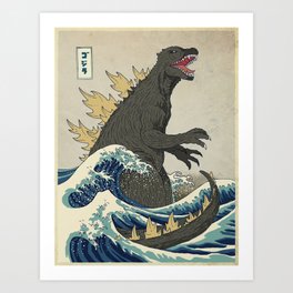The Great Godzilla off Kanagawa Kunstdrucke | Sci-Fi, Illustration, Movies & TV, Vintage 