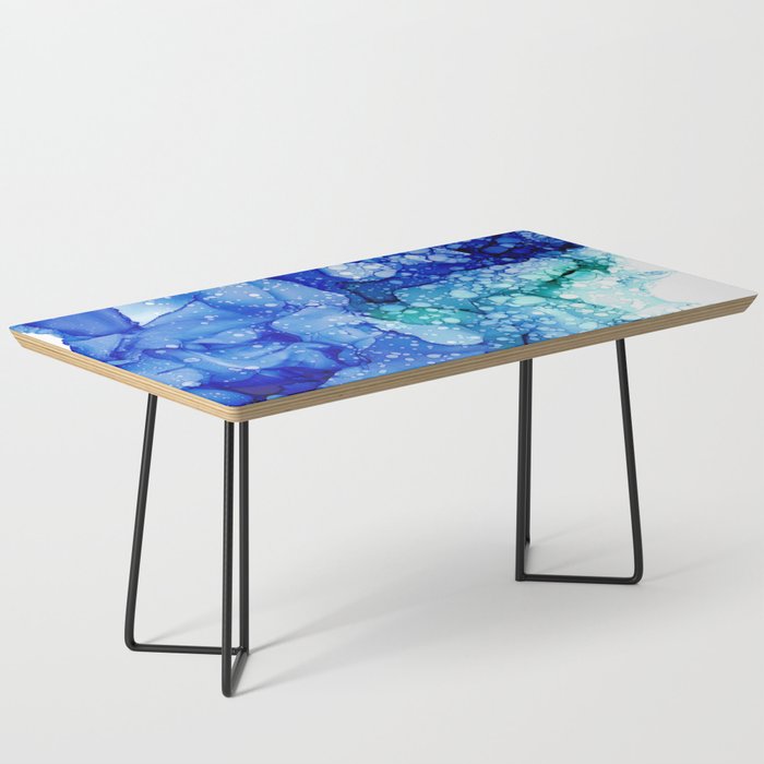 Blue Water Abstract 31922 Alcohol Ink Painting by Herzart Coffee Table
