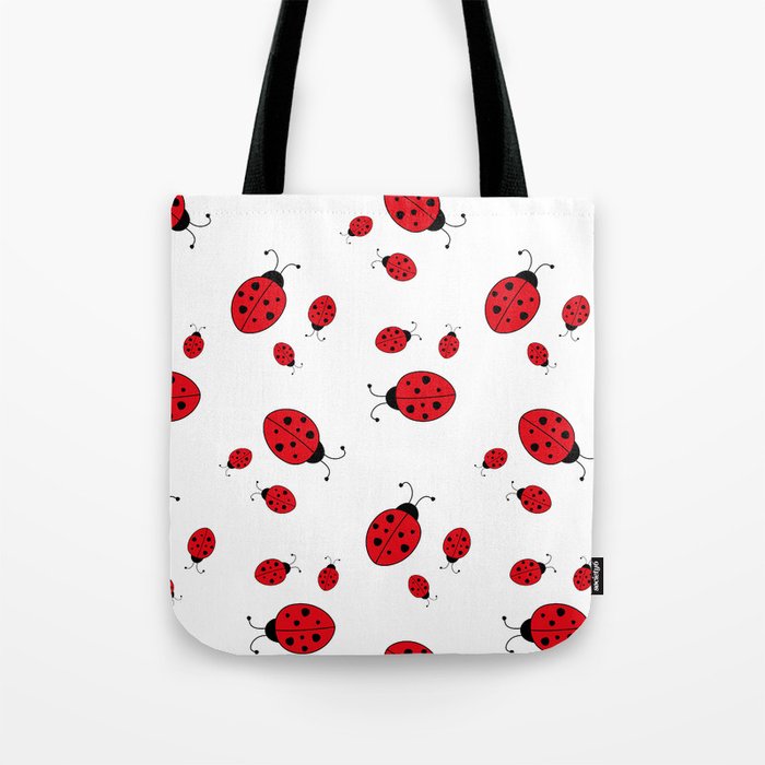 Ladybugs on White Tote Bag