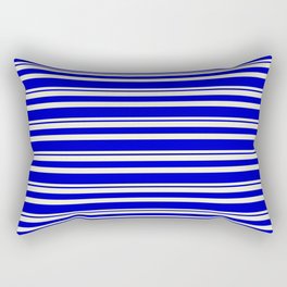[ Thumbnail: Beige and Blue Colored Stripes/Lines Pattern Rectangular Pillow ]
