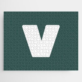 v (White & Dark Green Letter) Jigsaw Puzzle