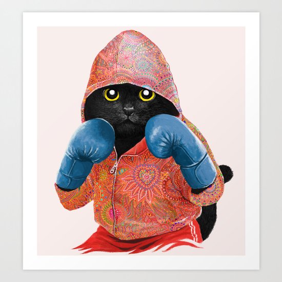 Boxing Cat 2 Art Print by tummaw | Society6