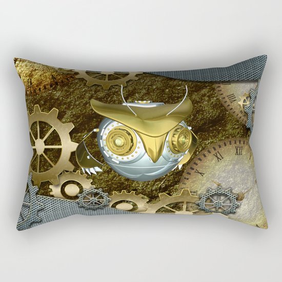 Steampunk, awesome owl Rectangular Pillow