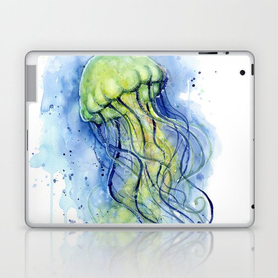 Jellyfish Watercolor Beautiful Sea Creatures Laptop & iPad Skin