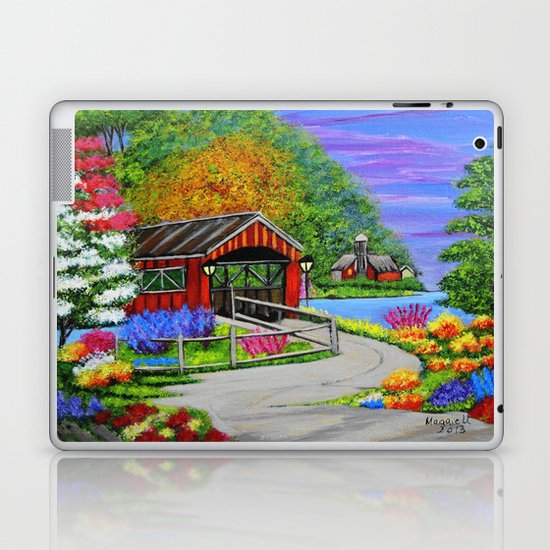 Covered bridge to town Laptop & iPad Skin