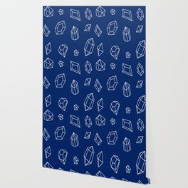 Blue and White Gems Pattern Wallpaper