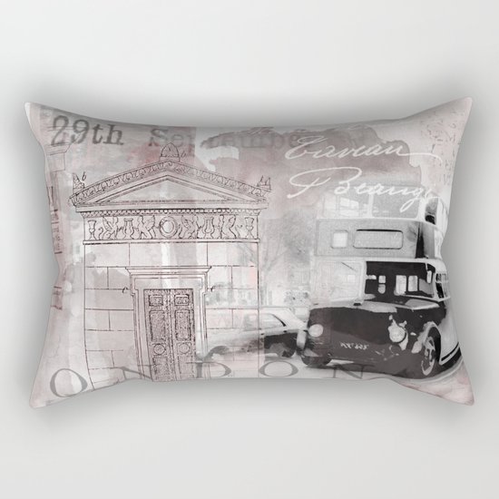 Vintage England London Britain Illustration Pastel Colors Rectangular Pillow