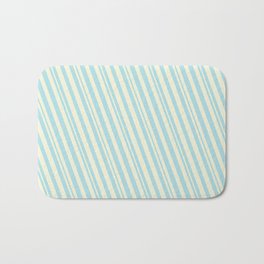 [ Thumbnail: Beige & Powder Blue Colored Lined/Striped Pattern Bath Mat ]