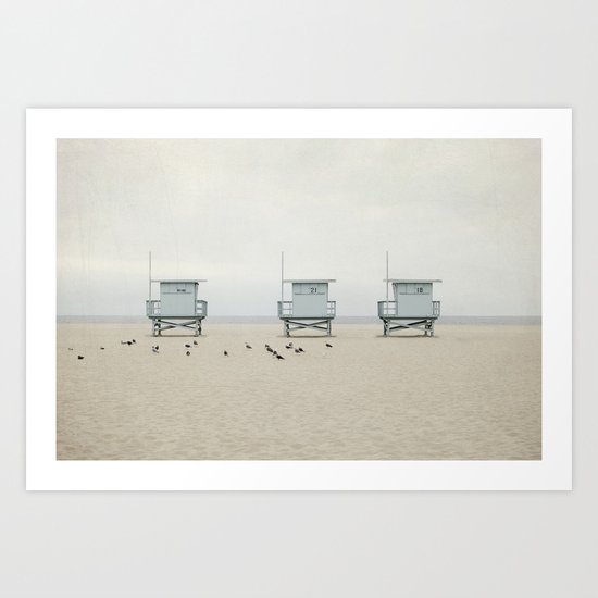 Lifeguard Towers with Birds Art Print