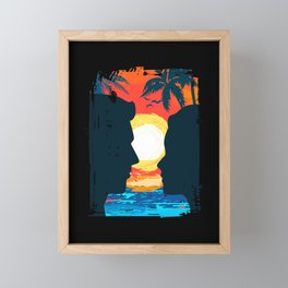 Summer Beach Sunset Couple Framed Mini Art Print