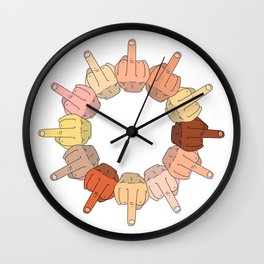 Multicultural Middle Fingers Wall Clock