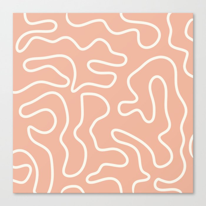 Squiggle Maze Abstract Pattern in Blush and White Canvas Print