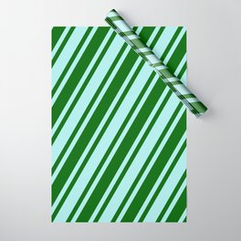 [ Thumbnail: Dark Green & Turquoise Colored Lined Pattern Wrapping Paper ]