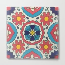 Mexican flower classic style talavera tile baldosa Metal Print | Bathroomdecoration, Mexicanpride, Mexican, Modernclothes, Pottery, Folkart, Spain, Talavera, Handpainted, Mexicanamerican 