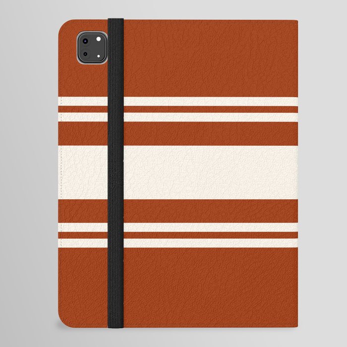 Orange and white retro 60s minimalistic stripes iPad Folio Case