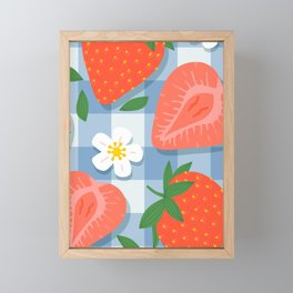 Strawberry fruit picnic seamless pattern illustration Framed Mini Art Print