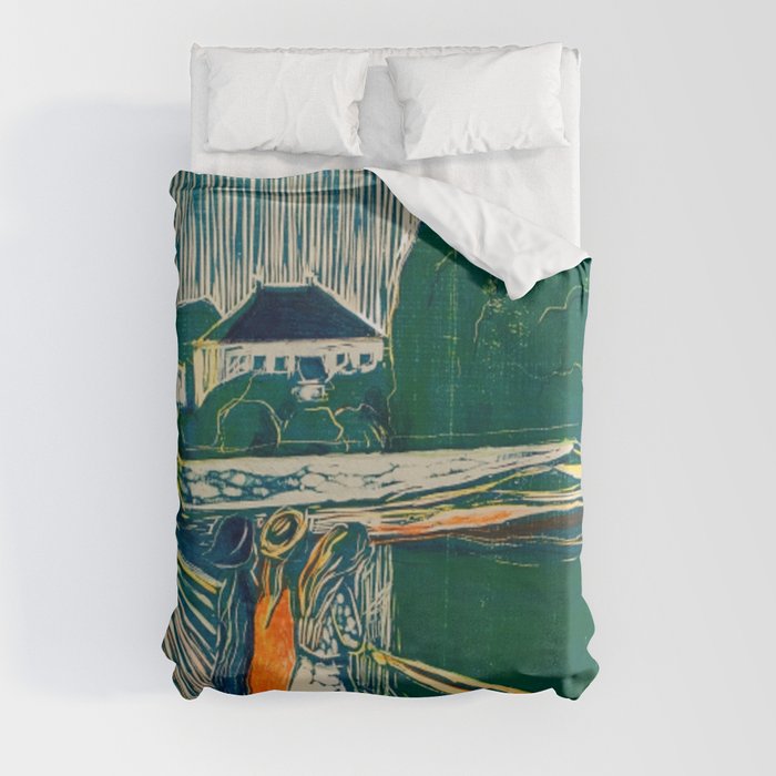 The Girls on the Bridge Edvard Munch Famous Painting Duvet Cover