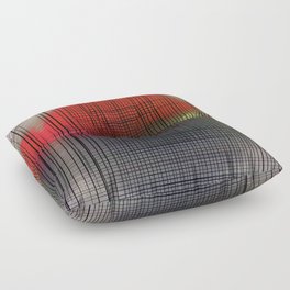 Sloane Grid Sun - gray red grid, grid pillow, home decor, painterly, sunshine, boho art, bohemian Floor Pillow