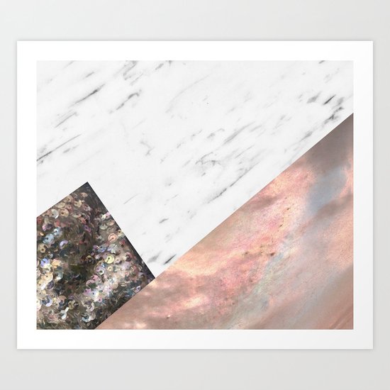 Marble with sequins and mother of pearl Art Print