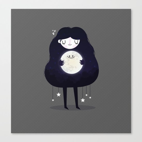 Hug the moon Canvas Print
