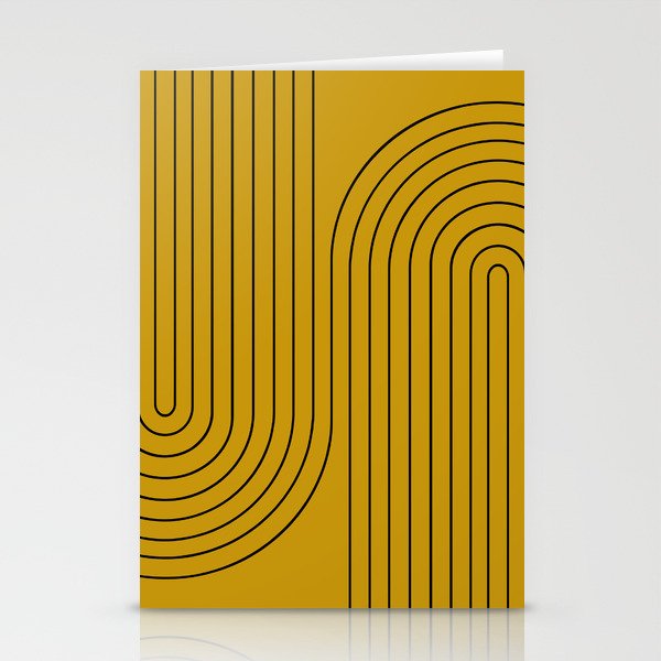 Minimal Line Curvature XLIV Ochre Mid Century Modern Arch Abstract Stationery Cards