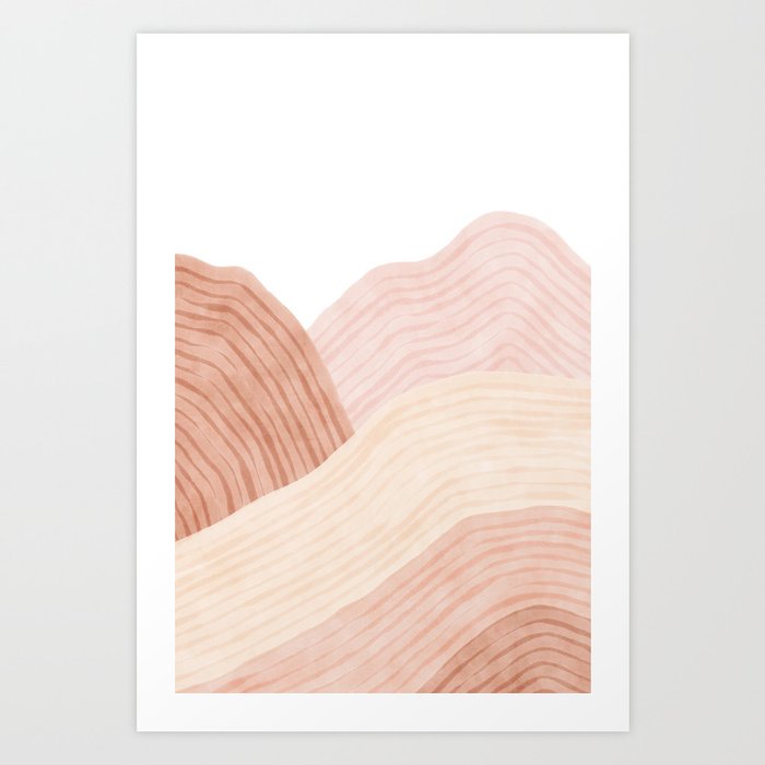 Neutral pastel mountains Art Print