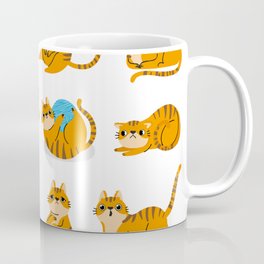 Cat Poses Cartoon Red Fat Striped Funny Coffee Mug