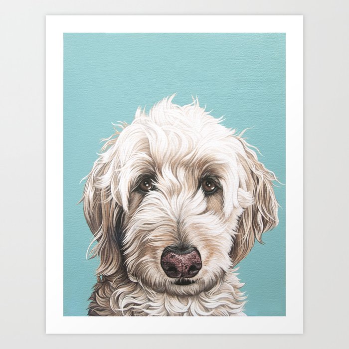 Sweet and Soulful Labradoodle Painting, Labradoodle Artwork, Portrait of a Champagne Labradoodle Art Print
