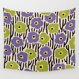 Wild Flowers Pattern Purple and Green Wall Tapestry