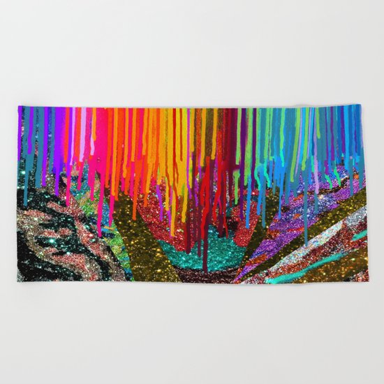 Peacock Mermaid SUNSET Abstract Geometric Beach Towel