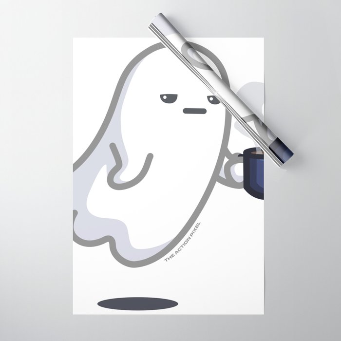 Graveyard Shift - Cute Ghost with Coffee Wrapping Paper