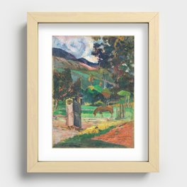 Tahitian Landscape (1892) by Paul Gauguin. Recessed Framed Print
