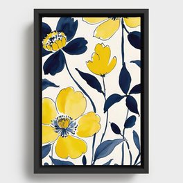 Sunny Floral watercolor art and home decor Framed Canvas