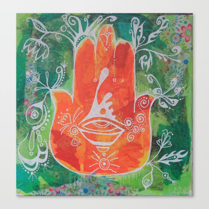 Hamsa Hand in Oranges Canvas Print