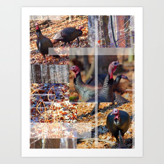 Turkeys In The Woods Art Print