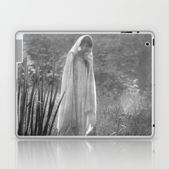The Appartion (at the lily pond) black and white art photograph by Constant Puyo Laptop & iPad Skin