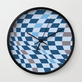 Blue warp checked Wall Clock