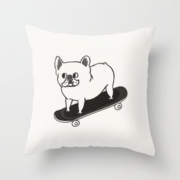 Skateboarding French Bulldog Throw Pillow